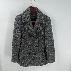 Vintage Jason Kole Notched Lapel Button Front Double-Breasted Pea Coat Gray M